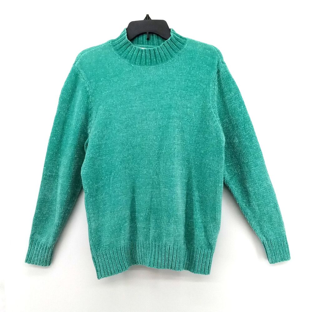 Blair Sweater Womens Medium Green Ribbed Mock Neck Long Sleeve Cozy Soft Top